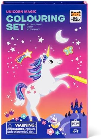 Tiger Tribe Coloring Set - Unicorns, Activity Set for Kids, incl. Stickers & Markers Portable Storage Box, Perfect for Travel, Great Gift by TigerTribe