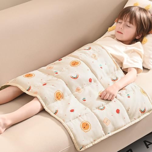 anfie Weighted Lap Pad 2 Pounds, Weighted Blanket (30"*40") Cooling Blanket for Resting,Weighted Throw Blanket for Travel Indoor Outdoor (Beige Sun) by anfie