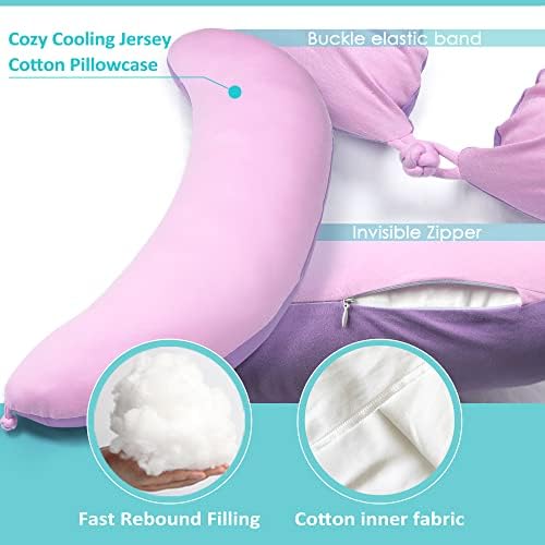 BYRIVER 43" Pink Purple Cute Body Pillow for Side Sleeping Women Girl, C Shaped Pregnancy Pillow for Neck Shoulder Hip Pain Relief, Pillow Between Knee Leg, Gifts for Mom (Zi-XL) - Image 3