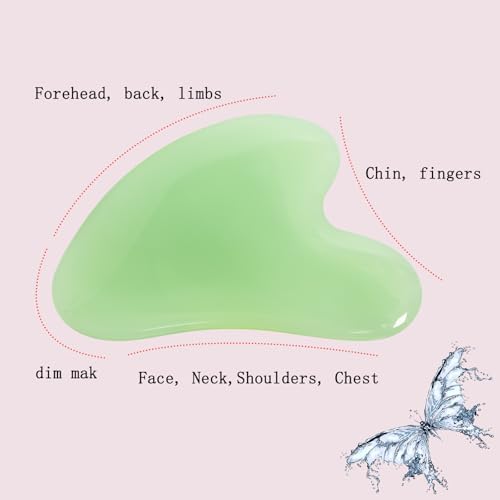 Gua Sha Jade Stone Gua Sha Massage Tool, Guasha Tool for Face and Body Skin Massage. Tools for SPA Acupuncture, Pink Stone for Body Face Neck and Eye, Skin Care Gift for Woman - Image 5