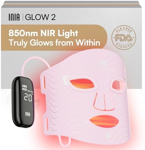 INIA Red Light Therapy Mask for Face, 850nm NIR, Red/Blue LED Light 4 Modes by INIA