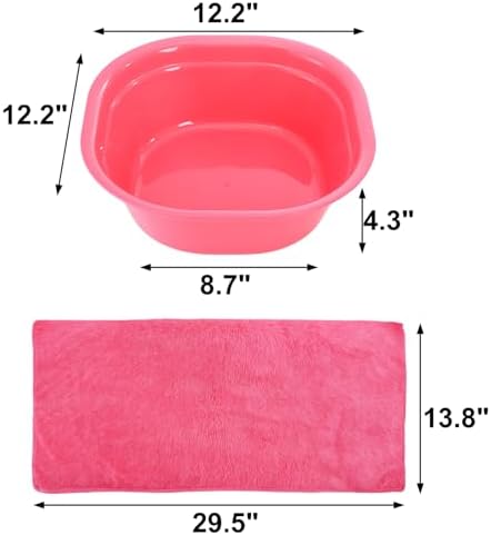 DEAYOU Set of 6 Small Foot Spa Kit for Spa Party, 12" x 12" x 4.3" Foot Tub and 14" x 29.5" Bath Towels, Washbasin Hand Towels for Sleepover Party, Girls Night, Home Facial and Foot Soak Kit, Pink - Image 2