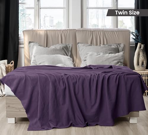 Utopia Bedding 100% Cotton Thermal Blanket Plum Twin Size Soft, Lightweight, Breathable, Cozy Spring and Summer Blanket for Couch and Sofa, Home Room Decor Gifts for Women and Men (90x72 Inches) - Image 2