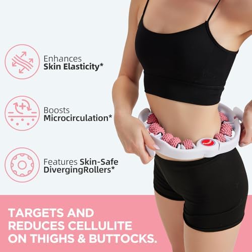 Cellulite Massage Tool - Lymphatic Drainage Massager - Muscle Roller, Deep Fascia Massage, Dimpled Skin Removal, Legs/Thighs/Buttocks, Anti-Cellulite Roller, Smooth Skin (14 Wheel - Pink) - Image 6
