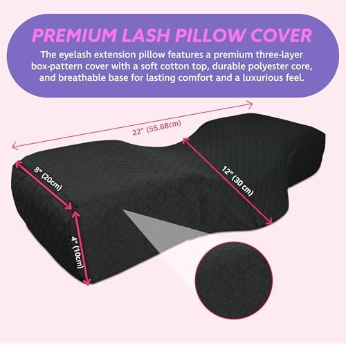 Lash Pillow for Eyelash Extensions - Curved Memory Foam Bed Pillow, Ergonomic Head Rest with Neck Support, Side Pockets for Tools, Fits Lash Beds for Tech (Short Neck Slope) - Image 2