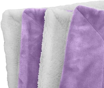 Elegant Comfort Luxury Ultra-Plush Velvet Touch Fleece Throw Soft, Warm, Cozy| Micromink Sherpa-Backing Reversible Blanket for Bed, Sofa and Couch, Solid Lilac - Image 3