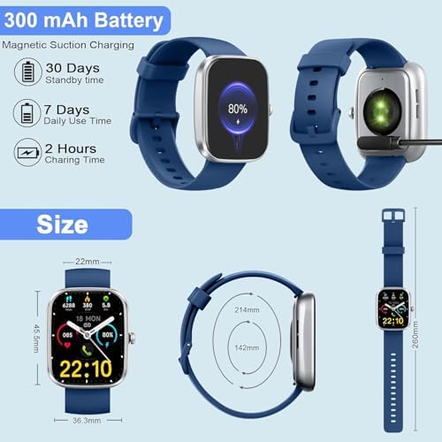 Matast Smart Watch, 1.91" Smartwatch for Men Women (Answer/Make Call), Fitness Tracker with 100+ Sport Modes, IP68 Waterproof, Heart Rate/Sleep Monitor, Spo2, Pedometer, Activity Tracker for Android - Image 6