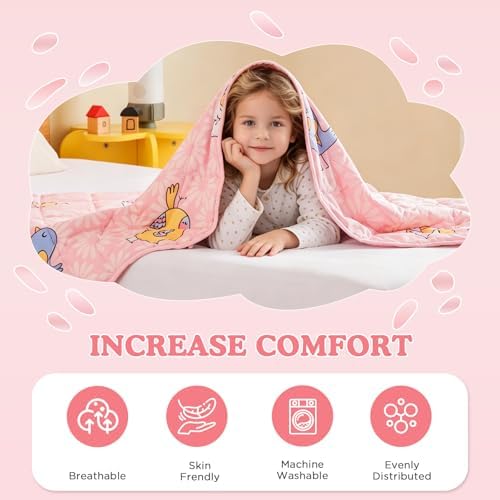 Weighted Blanket - 7 lbs Pink Owl Heavy Blanket - Small Size Breathable Lap Blanket(41 * 60 inches, 7 lbs) - Image 5