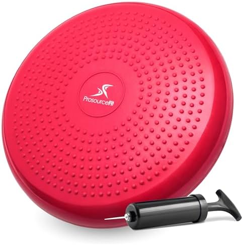 ProsourceFit Core Balance Disc, Inflatable Wobble Cushion with Hand Pump, Dual-Textured Non-Slip Surface for Core, Balance, and Stability Training, 14-inch by PROSOURCE