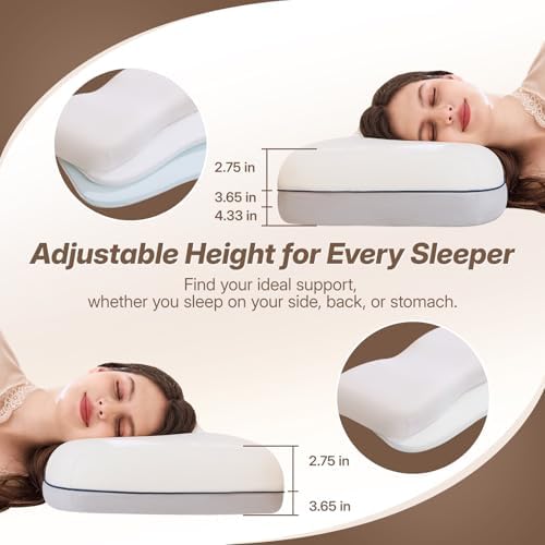 Cervical Neck Pillow, Adjustable Memory Foam for Neck Support, White - Image 4