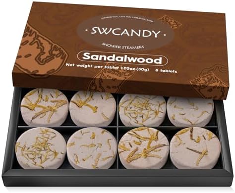 SWCANDY Sandalwood Shower Steamers 8 Pack, Home Spa Self Care by SWCANDY