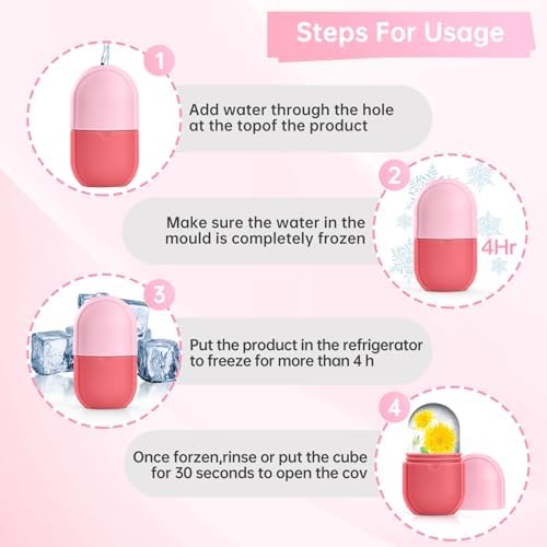 Ice Roller for Face and Eye, Ice Face Roller, Aesthetic Skin Care Tools Gifts for Women Cute Preppy Stuff,Silicone Ice Mold for Beauty(Pink) - Image 6