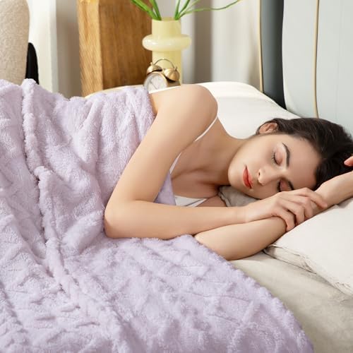 Aganear Fleece Throw Blanket for Couch Sofa 50"x60" Purple - Image 4
