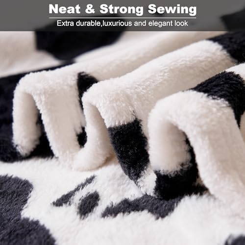 Viviland Fleece Blankets Queen Size Cow Print - 280GSM Lightweight Soft Fuzzy Cozy Plush Queen Blanket for Bed, 90x90 inches - Image 6