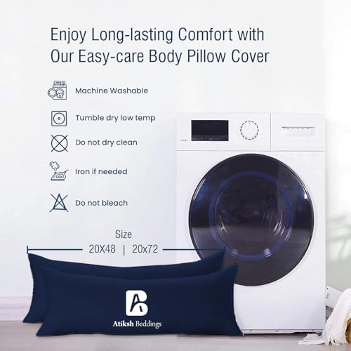 Body Pillow Cover with Zipper 20x72 Cotton Long Body Pillowcase Lumbar Pillow case 100% Egyptian Cotton 500 Thread Count Pack of 1 for Adult Size (Navy Blue) - Image 6