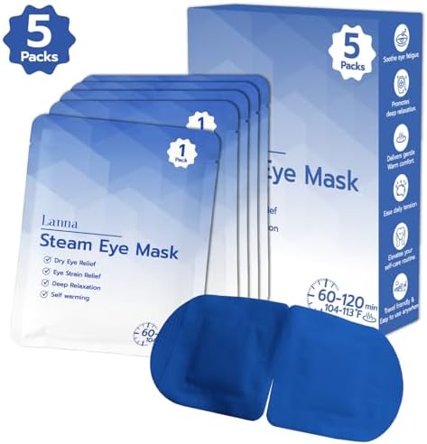 LANNA Heated Steam Eye Mask, Disposable 120 Minutes, Blue Unscented, 5 Pcs - Image 2