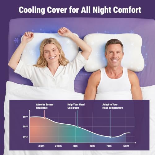 ZZ-WELL Neck Pillow for Sleeping - Side Sleeper Pillow with Cooling Pillowcase - High Density Memory Foam Pillows for Broad Shoulders Adults - Heavy & Thick Bed Pillows, Standard Size (Beige) - Image 5