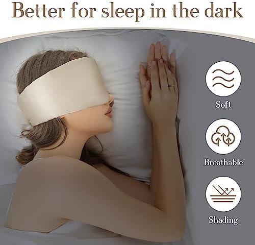 SECZIPE 100% Mulberry Silk Sleep Mask Eye Mask for Women Man with Adjustable Band, for Side Sleeper Blackout Sleep Mask for Travel Rest and Office Large Size (Taupe) - Image 2