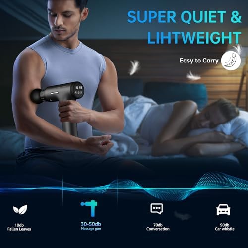 Gvber Massage Gun Deep Tissue 30 Speeds 6 Heads, Grey - Image 3