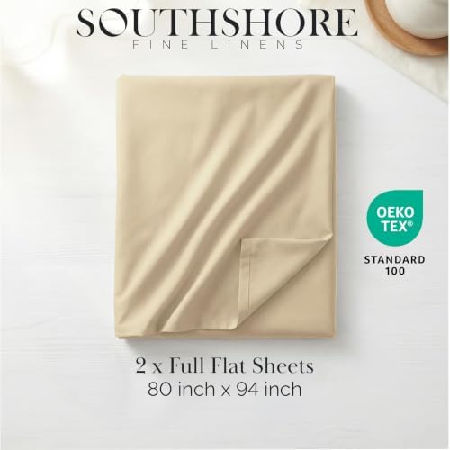 King Size Flat Sheets Only 112x102 King Size Top Sheet 2 Pack Soft Sand - Image 2
