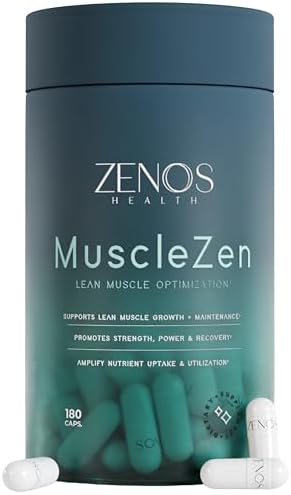 Zenos Health MuscleZen Muscle Builder for Men – ATP Supplements for Strength – Muscle Supplements for Super Recovery – Clear Muscle Support for Lean Muscle Growth - Made in USA, 180 Caps by ZENOSHEALTH