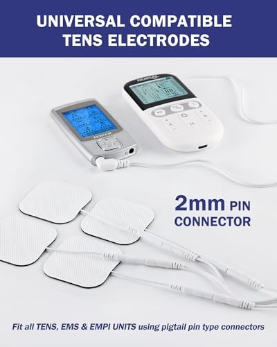 TENS Unit Replacement Pads, Nursal Reusable Self-Adhesive Electrodes Pads 20 Packs 2x2” 2x4”, Latex Free Pigtail TENS Pads, Compatible with TENS 7000, AUVON TENS, Etekcity, Nicwell Care Tens - Image 2