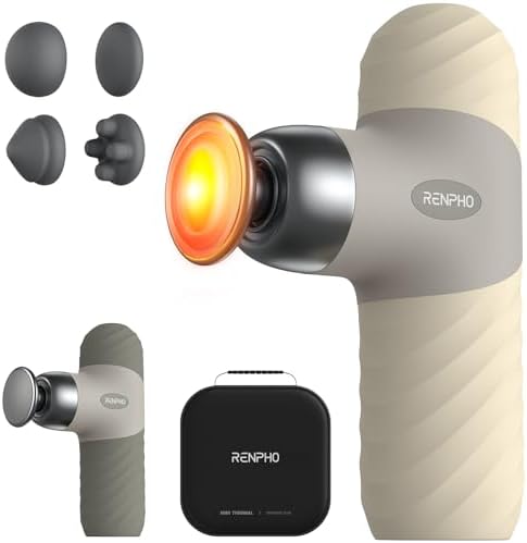 RENPHO Mini Thermal Massage Gun with Heat, Color Silicone Casing, 4 Speeds by RENPHO