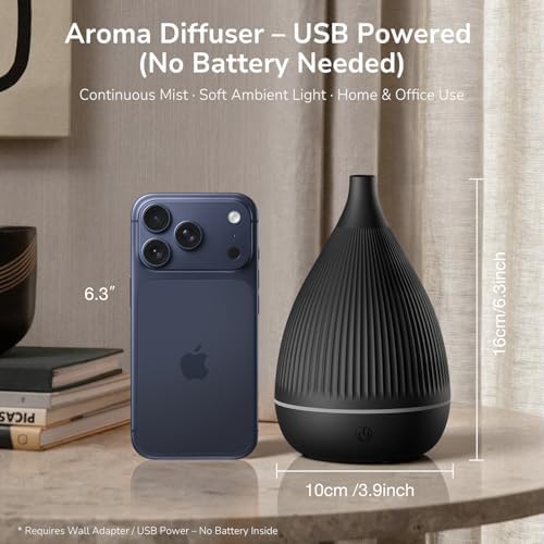 Ultrasonic Essential Oil Diffuser, Home Fragrance Aroma Diffuser with Auto Shut-Off, Color Change Night Light & Ultra-Quiet Operation, BPA-Free Portable Aromatherapy Humidifier for Home (Black) - Image 6