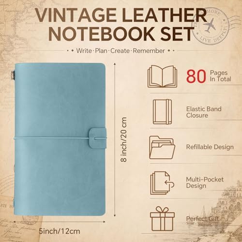 Sabary 24 Pcs Standard Size Refillable Leather Journal Bulk, Deep Color - Image 2