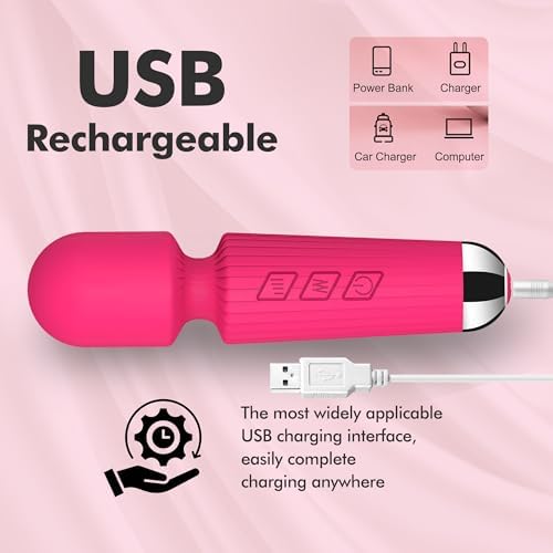 Portable Quiet Vibrating Mini Massager for Women & Men, Personal Handheld Electric Massager for Back Neck Shoulder Muscle Pain Relief & Relaxation, 20 Modes 8 Speeds (Red) - Image 5