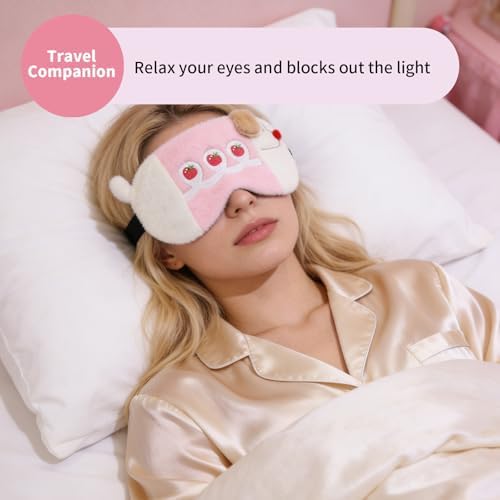 PERFECTSIGHT Sleep Eye Masks, Cute Sleep Eye Cover Lightweight Adjustable Eyeshade Mask Cover for Women Men Sleep Travel Nap, Strawberry Dachshund - Image 2