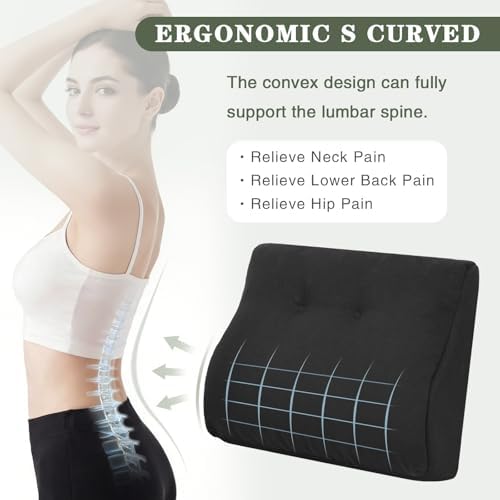 baibu Patented Dual-Layer Memory Foam Lumbar Pillow for Recliner, Black - Image 5