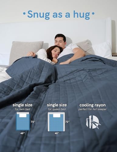 YnM Cooling Weighted Blanket for Adults, 10lbs Heavy Bed Throw for One Person of 90lbs, Perfect for Hot Sleepers or Warm Climates with Rayon/Glass Beads(48x72 Inches,Twin/Full Bed, Blue Grey) - Image 4