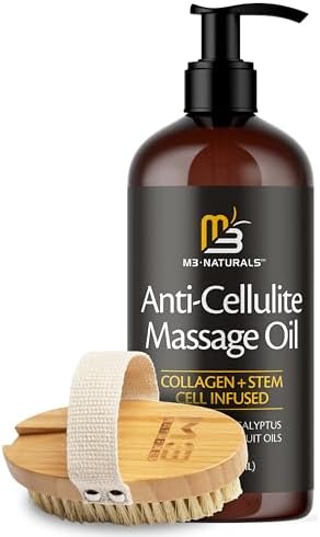 Anti Cellulite Massage Oil and Firm Dry Body Brush Kit, 8 fl oz by M3 - Image 2