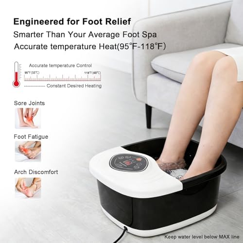 Foot Spa Bath Massager with Heat, UV Ozone & Oxygen Bubbles, Shiatsu Rollers Epsom Salt Temperature Control, Relieves Stress and Feet Pain - Home Pedicure Soaking Tub Gift for Women/Men - Image 4
