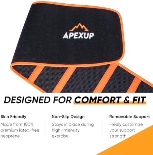 APEXUP Waist Trainer for Women Lower Belly Fat, Men Sweat Band, Stomach Wrap, Waist Trimmer with Removable Lumbar Support - Image 6