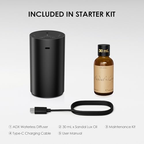 Airversa ADX Waterless Essential Oil Diffuser Starter Kit, Black - Image 4