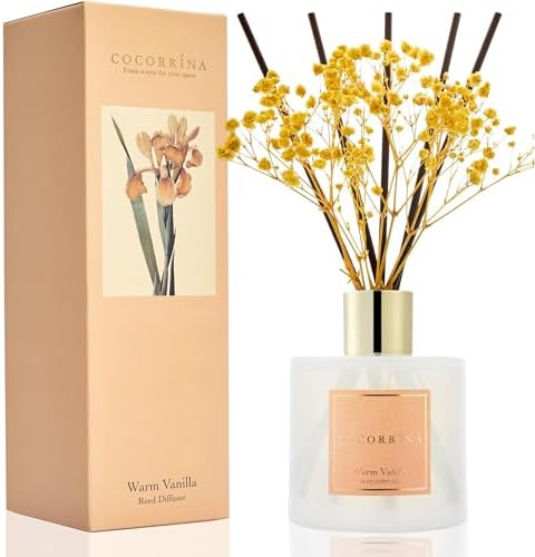 Cocorrína Reed Diffuser - Warm Vanilla Scented Diffuser with 8 Sticks Home Fragrance Reed Diffuser for Bathroom Shelf Decor by COCORR%C3%8DNA