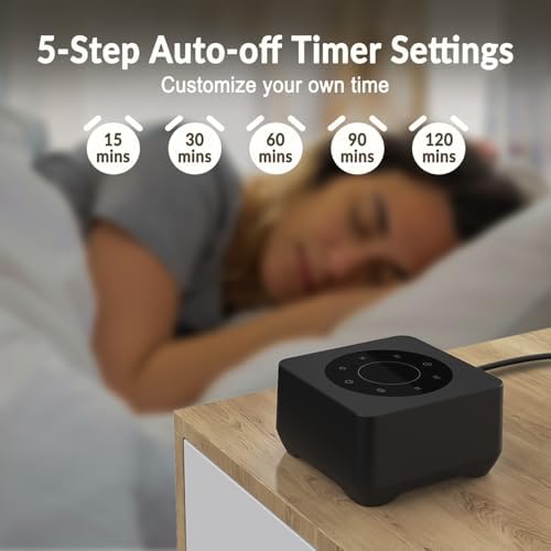 White Noise Sound Machine, Noise Machine for 20 Soothing Sounds, 2 Customizable Shortcut Buttons, Timer, Memory Function, USB-A Cable Included (Battery&Adapter NOT Included)for Baby, Kids&Adult(Black) - Image 4