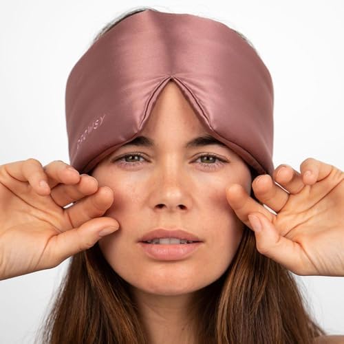 DROWSY Silk Sleep Mask Set - Face-Hugging, Padded Silk Cocoon for Luxury Sleep in Total Darkness - Eye Masks for Sleeping & Travel, 100% Pure Mulberry Silk, Adjustable - Blue & Rose (Set of 2) - Image 4