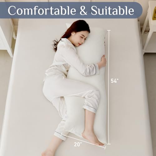 Leeden Full Body Pillow 20 x 54 for Side Sleepers Ivory White - Image 2