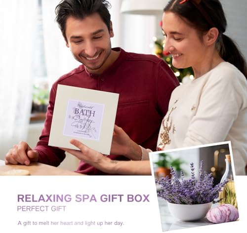 Lavender Spa Gift Set for Women, Luxury 9 Pcs Bath Salts Set, Relaxation Gifts for Women, Self Care Set, Clean Moisturizing Skin, Gifts for Mom, Wife, Sister, Friend - Image 6