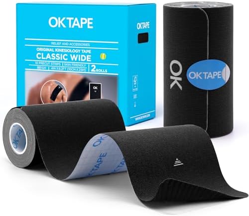 OK TAPE Extra Wide Kinesiology Tape for Shoulder, Back, Precut Strips by OKTAPE