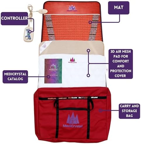 MediCrystal Infrared Heating Bio Stimulation Mat - Compact 48"L x 22"W - Natural Amethyst & Tourmaline Crystals - Adjustable Temperature 86°-158°F (30°-70°C) - Negative Ions - FDA Reg Manufacturer - Image 7
