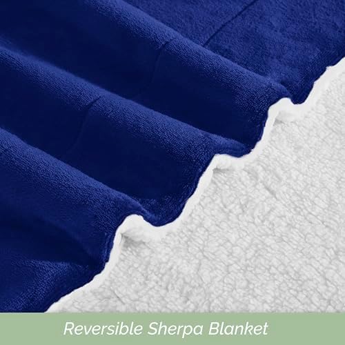Elegant Comfort Ultra Soft Reversible Flannel Sherpa Blanket - Cozy Silky Fleece Throw for Couch, Bed - Plush Fuzzy Warm Winter Blanket for Gift, Twin XL, Royal Blue - Image 5