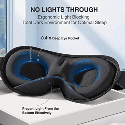 YFONG Weighted Sleep Mask for Women Men, 3D Light Blocking Eye Mask, Gray - Image 4