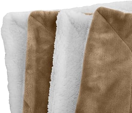 Elegant Comfort Luxury Ultra-Plush Velvet Touch Fleece Throw Soft, Warm, Cozy| Micromink Sherpa-Backing Reversible Blanket for Bed, Sofa and Couch, Solid Taupe - Image 3