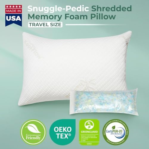 Snuggle-Pedic Travel Shredded Memory Foam Support Pillow - Compact Cooling Ergonomic Design for Side Sleepers, Pregnancy, Post-Surgery, Neck and Lumbar Support - Lightweight & Washable - USA Quality - Image 5