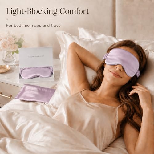Silk Sleep Mask Light Blocking Luxury 100% Mulberry 19mm Silk Eye Mask Eye Cover Blindfold Ultra Soft Light & Comfy Anti Aging Skin Care with Travel Bag Gift Package - Image 6