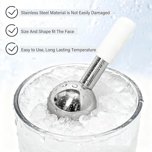 Ice Globes for Face & Eyes 1.97in Ice Roller Unbreakable Stainless Steel Cryo Sticks for Men Women Facials Skin Care for Puffiness Sagging Skin Fine Lines and Facial Relaxation - Image 2